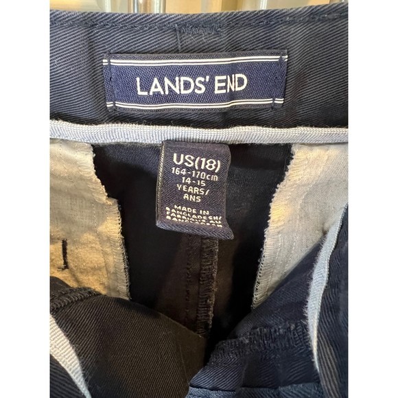 Lands'‎ End Navy School Uniform Cotton Chino Shorts Boys Size 18 - Picture 3 of 5